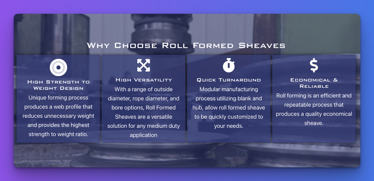 Diagram illustrating the benefits of roll formed sheaves