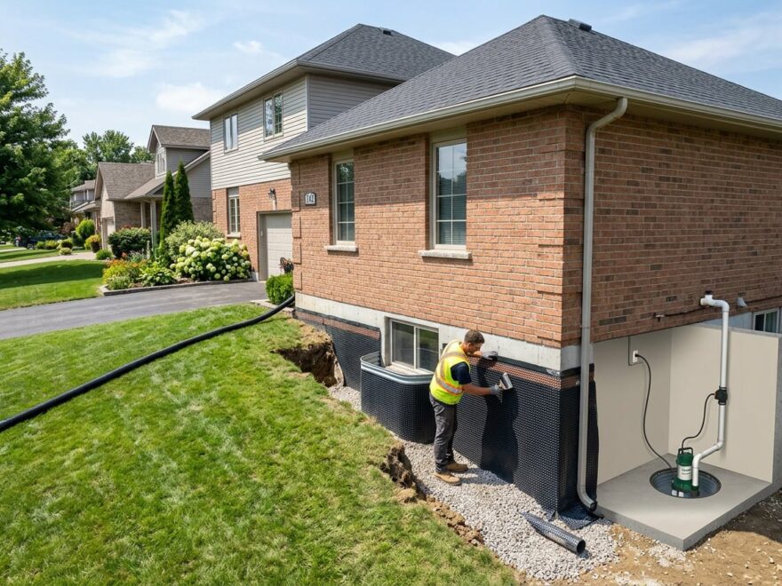 Illustration showing wet basement prevention tricks